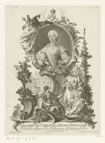 Portret van Elisabeth Christine van Brunswijk-Bevern by Johann Esaias Nilson