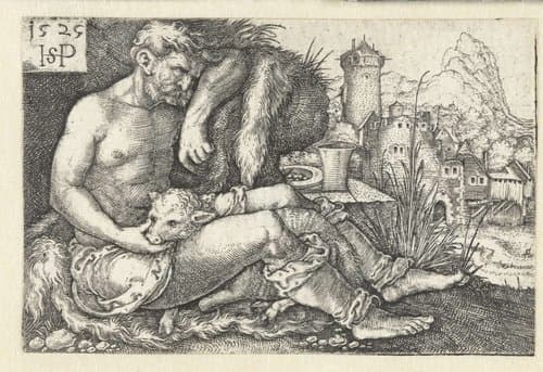 Herder met een schaap by Hans Sebald Beham