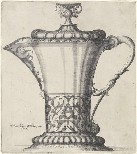 Ornamentele kan met deksel by Wenceslaus Hollar
