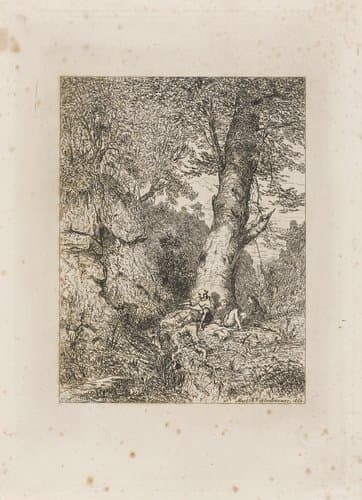 Rustende krijgsmannen onder een boom by Martinus Antonius Kuytenbrouwer jr.