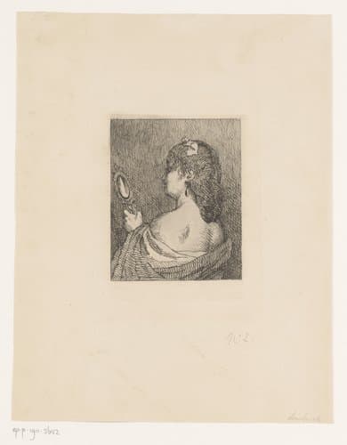 Vrouw kijkt in een spiegel by Edmond Lambrichs