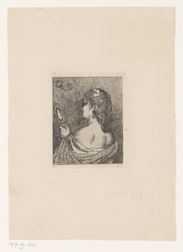 Vrouw kijkt in een spiegel by Edmond Lambrichs