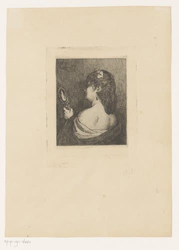 Vrouw kijkt in een spiegel by Edmond Lambrichs