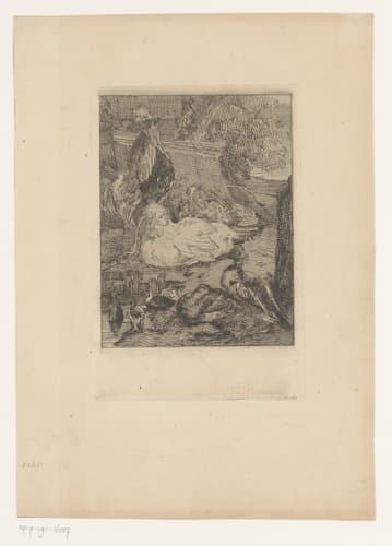 Kippen, eenden en een haan by Edmond Lambrichs