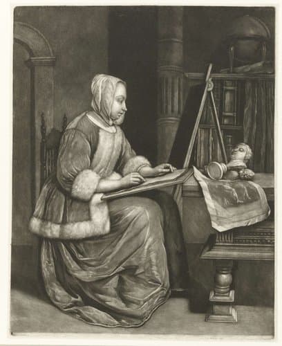 Tekenende vrouw by Wallerant Vaillant