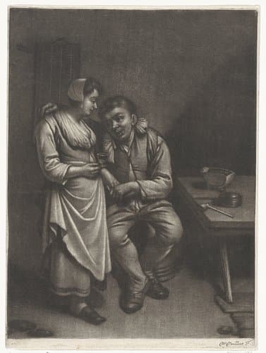Paar in een herberg by Wallerant Vaillant