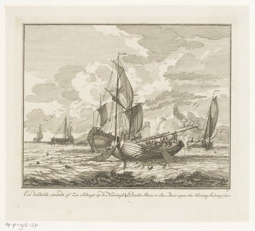 Dubbele zeeschuit op de nering by Adolf van der Laan