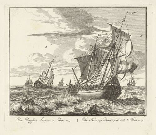Haringbuis vaart uit by Adolf van der Laan