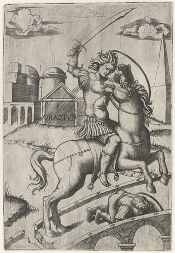 Romeinse helden te paard by Marcantonio Raimondi