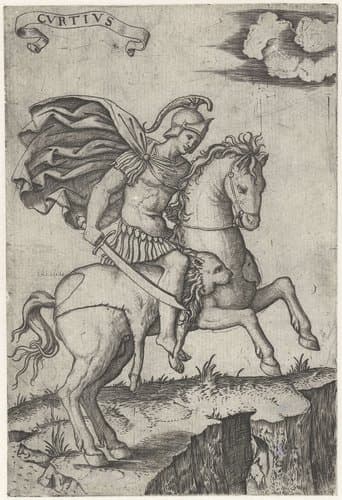 Romeinse helden te paard by Marcantonio Raimondi