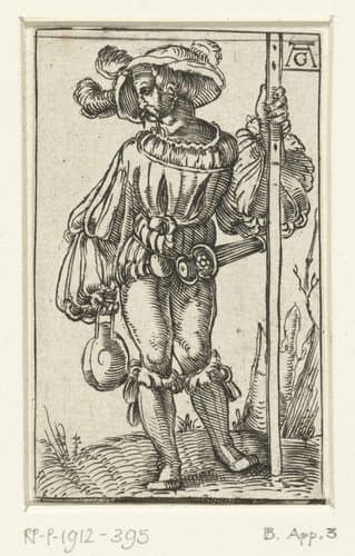 Staande landsknecht met fles by anonymous