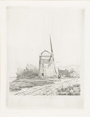 Rembrandts molen te Koukerk by Pierre Louis Dubourcq