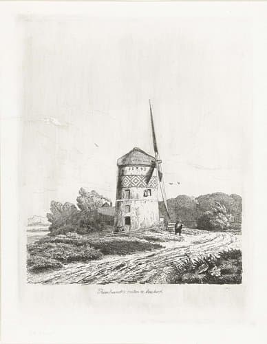 Rembrandts molen te Koukerk by Pierre Louis Dubourcq
