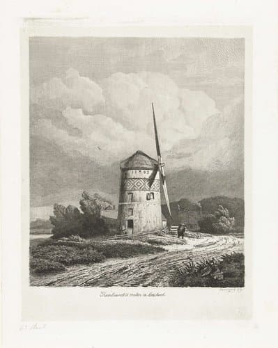 Rembrandts molen te Koukerk by Pierre Louis Dubourcq