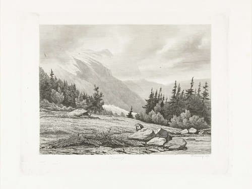 Gezicht op een besneeuwde bergtop in Chamonix by Pierre Louis Dubourcq