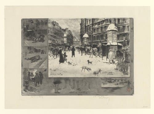 Gezicht op de Place Gustave-Toudouze in de sneeuw by Félix Hilaire Buhot