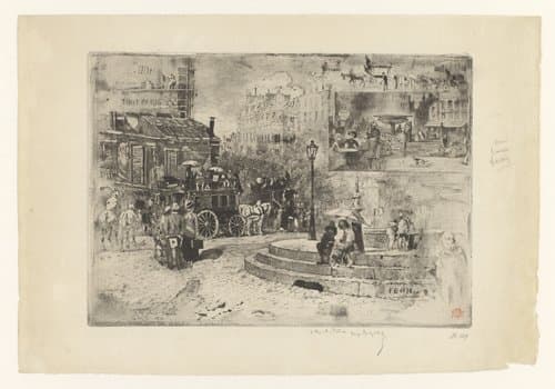 Gezicht op de Place Pigalle in Parijs by Félix Hilaire Buhot