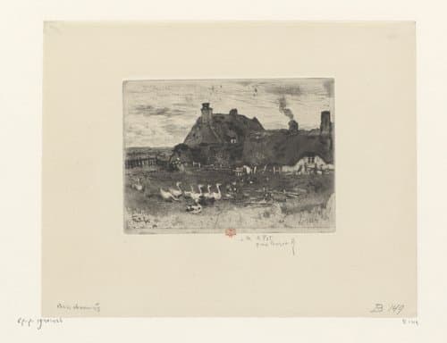 Hutten en ganzen by Félix Hilaire Buhot