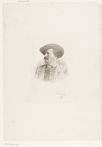 Portret van een onbekende man met hoed by Jean Baptiste Pierre Michiels