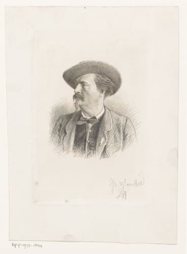 Portret van een onbekende man met hoed by Jean Baptiste Pierre Michiels