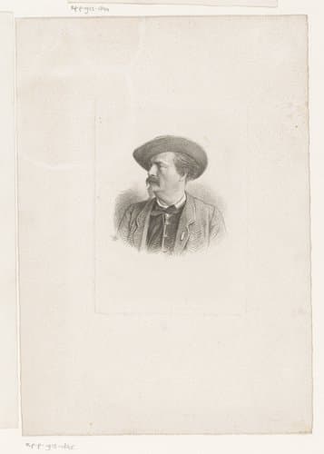 Portret van een onbekende man met hoed by Jean Baptiste Pierre Michiels