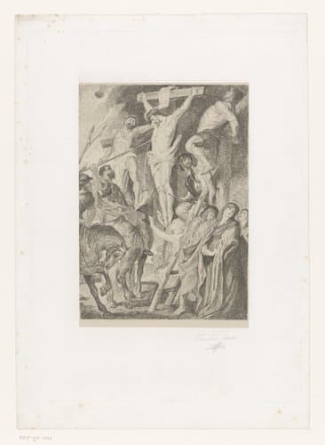 Longinus steekt de gekruisigde Christus met een lans by Jean Baptiste Pierre Michiels