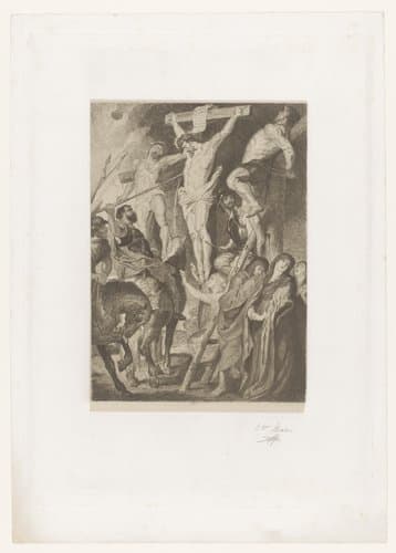 Longinus steekt de gekruisigde Christus met een lans by Jean Baptiste Pierre Michiels