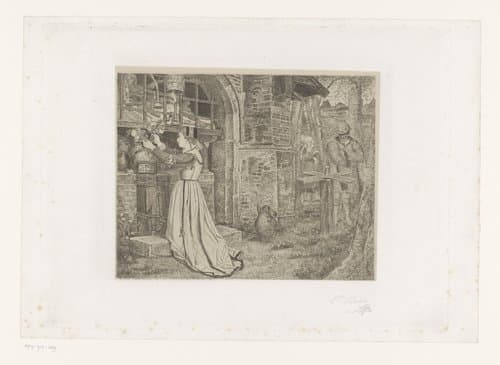 Faust en Gretchen in een tuin bij een kapel by Jean Baptiste Pierre Michiels