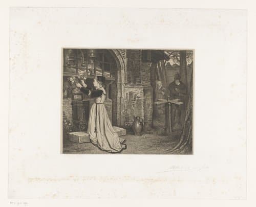 Faust en Gretchen in een tuin bij een kapel by Jean Baptiste Pierre Michiels