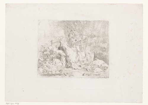 Stilleven van bloemen, vruchten en wild