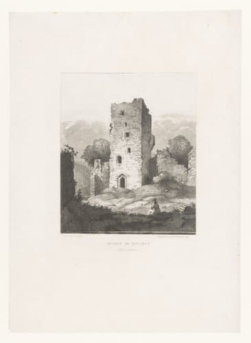 Ruïnes van Chateau de Poulseur sur l'Ourte by Auguste Numans