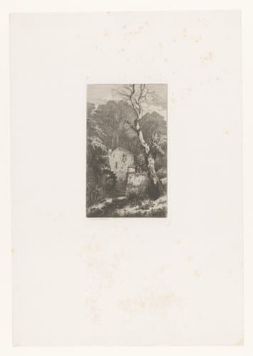 Watermolen in een bos by Auguste Numans