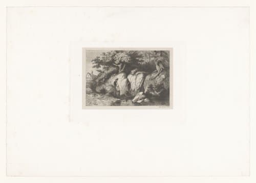 Landschap met vrouw die water haalt bij een bron by Auguste Numans