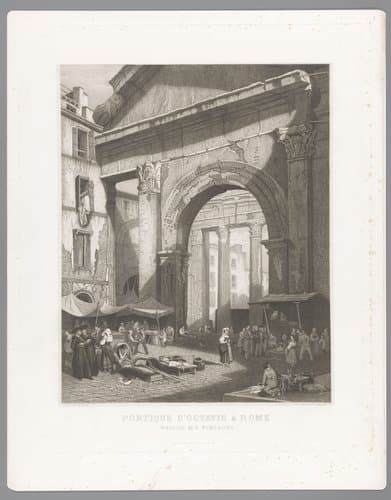 Portique d'Octavie à Rome; marché aux poissons by Auguste Numans