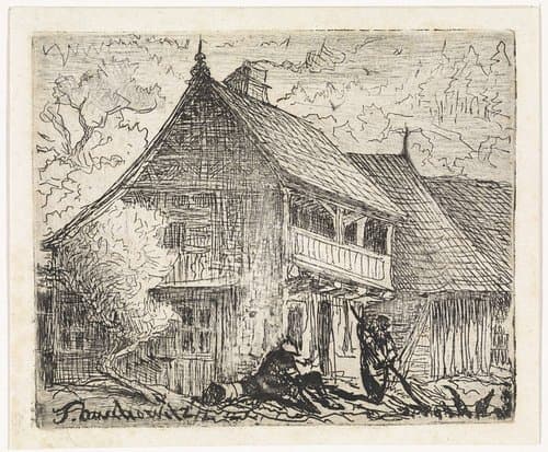 Huisje te Auschowitz in Bohemen by Johannes Tavenraat