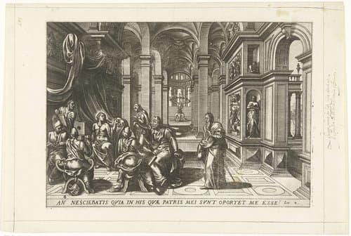 Twaalfjarige Christus in de tempel by Lucas van Doetechum