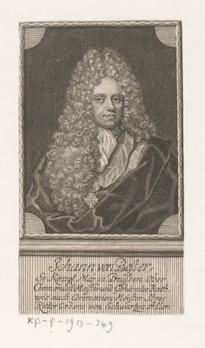 Portret van Johann von Besser by Johann Georg Mentzel