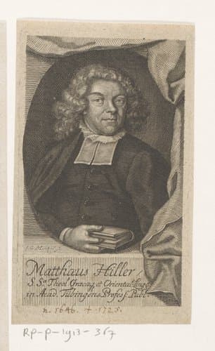 Portret van Matthäus Hiller by Johann Georg Mentzel