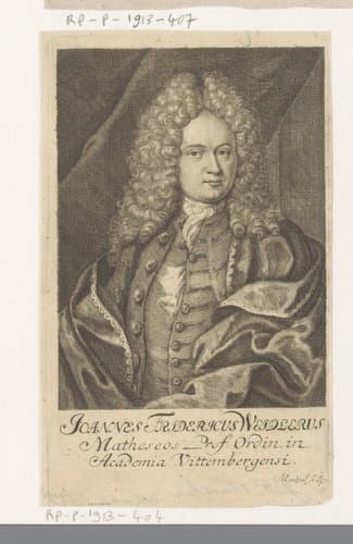 Portret van Johann Friedrich Weidler by Johann Georg Mentzel