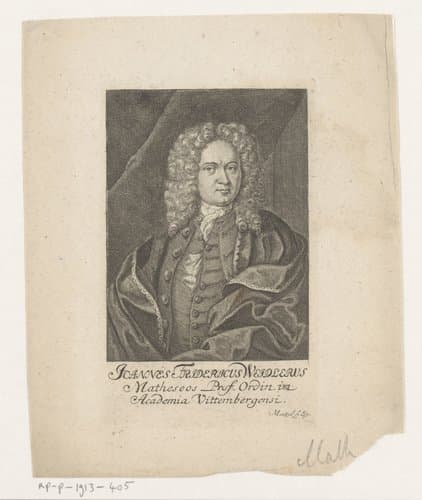 Portret van Johann Friedrich Weidler by Johann Georg Mentzel