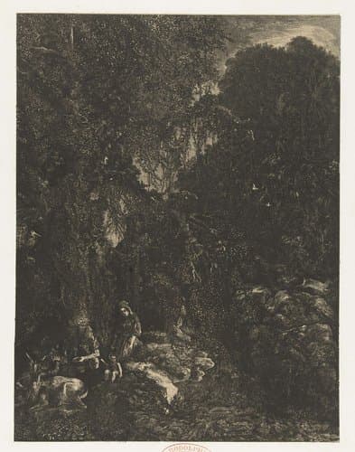La Sainte Famille aux cerfs by Rodolphe Bresdin