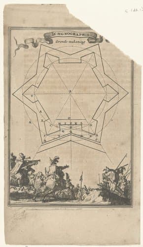 Illustratie voor 'Den Arbeid van Mars' van Allain Manesson Mallet by Romeyn de Hooghe