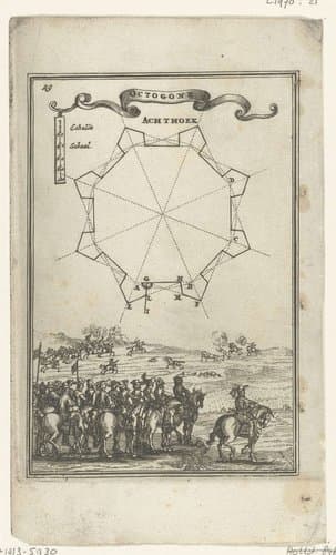 Illustratie voor 'Den Arbeid van Mars' van Allain Manesson Mallet by Romeyn de Hooghe