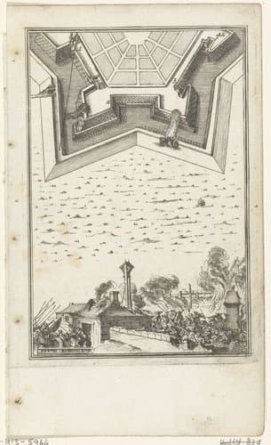 Illustratie voor 'Den Arbeid van Mars' van Allain Manesson Mallet by Romeyn de Hooghe