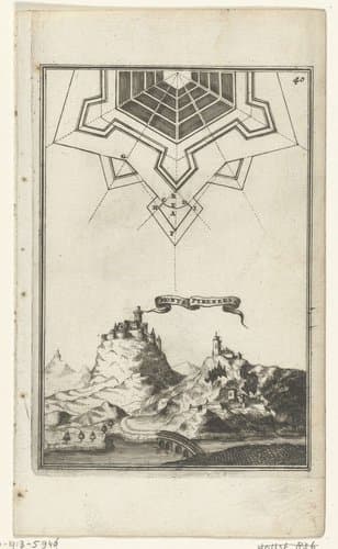 Illustratie voor 'Den Arbeid van Mars' van Allain Manesson Mallet by Romeyn de Hooghe