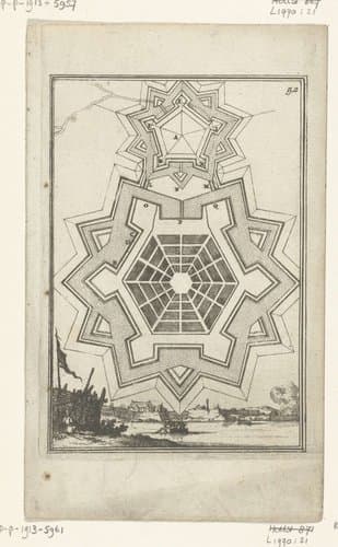 Illustratie voor 'Den Arbeid van Mars' van Allain Manesson Mallet by Romeyn de Hooghe