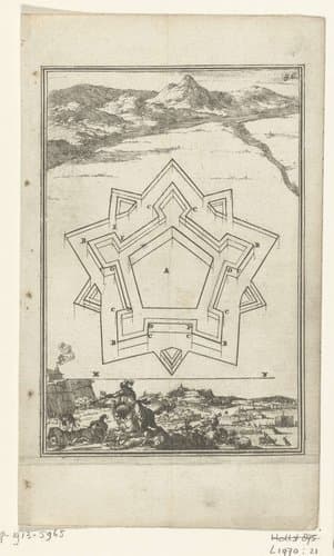 Illustratie voor 'Den Arbeid van Mars' van Allain Manesson Mallet by Romeyn de Hooghe
