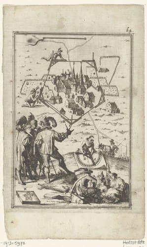 Illustratie voor 'Den Arbeid van Mars' van Allain Manesson Mallet by Romeyn de Hooghe