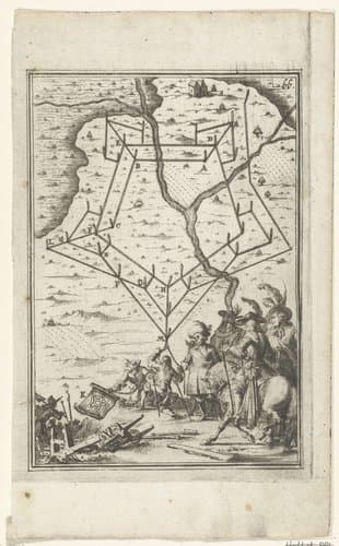 Illustratie voor 'Den Arbeid van Mars' van Allain Manesson Mallet by Romeyn de Hooghe