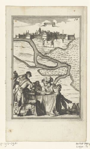 Illustratie voor 'Den Arbeid van Mars' van Allain Manesson Mallet by Romeyn de Hooghe